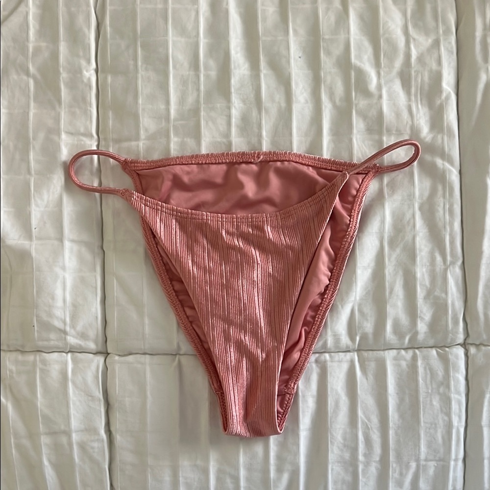 Pink Ribbed Bikini Bottom